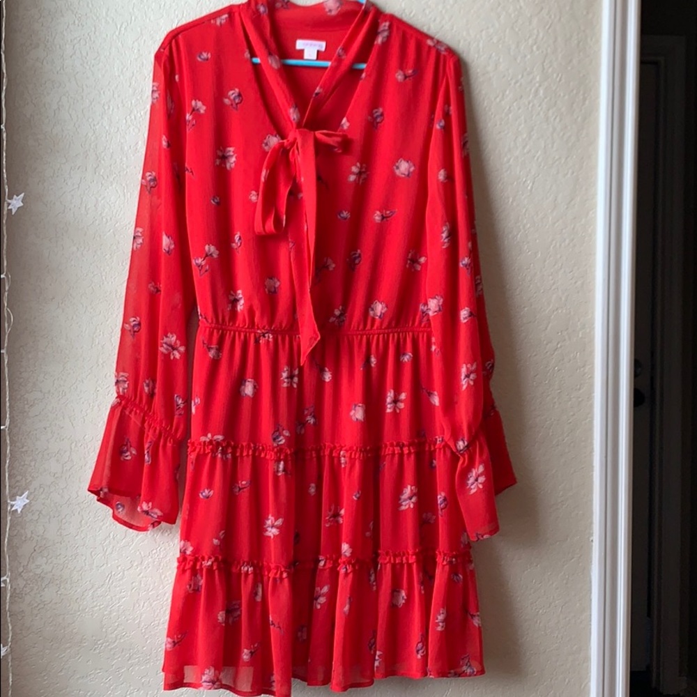 Red flowy dress